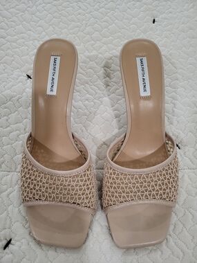 Saks Fifth Avenue Beige Woven Slide Mules